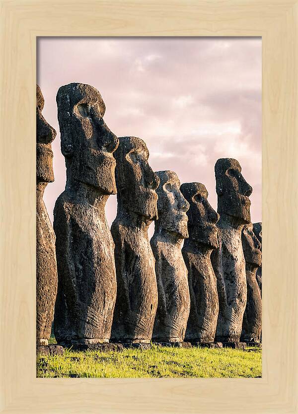 Moai Statues Beneath Dawn Sky
