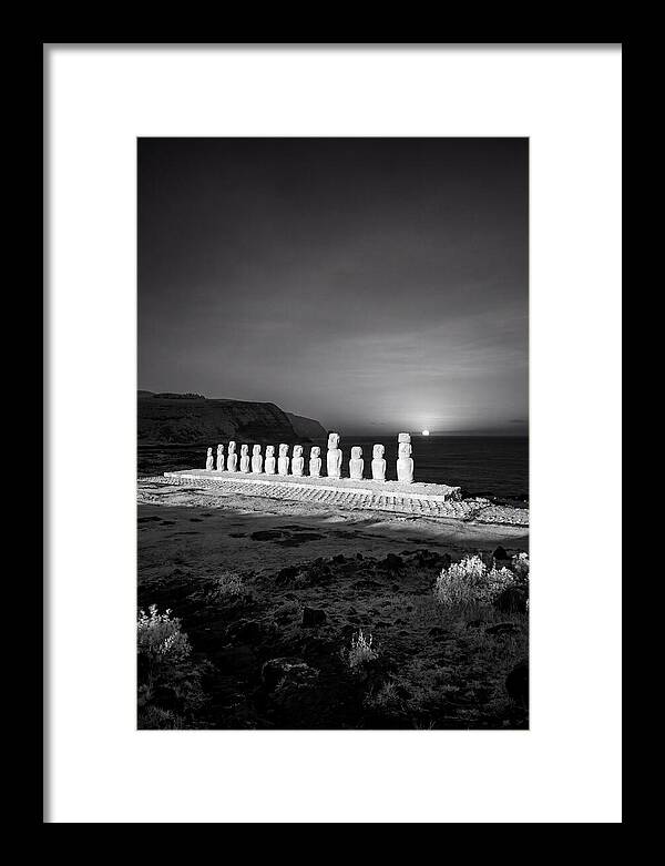 Moai Statues Beneath Sunrise