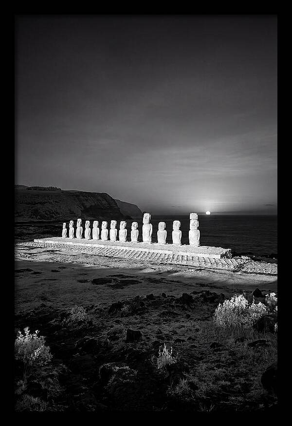 Moai Statues Beneath Sunrise