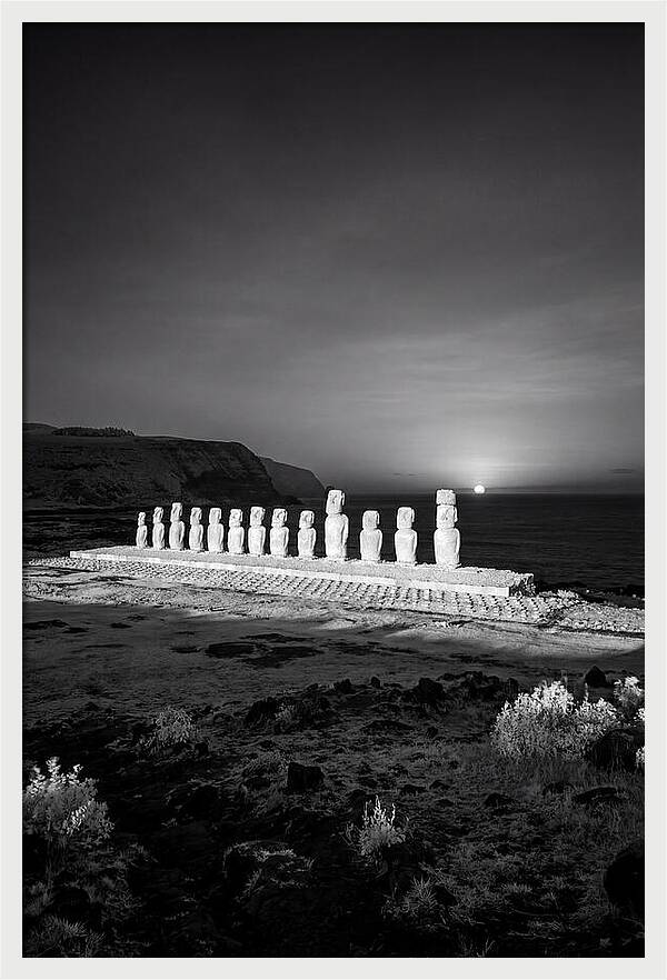 Moai Statues Beneath Sunrise
