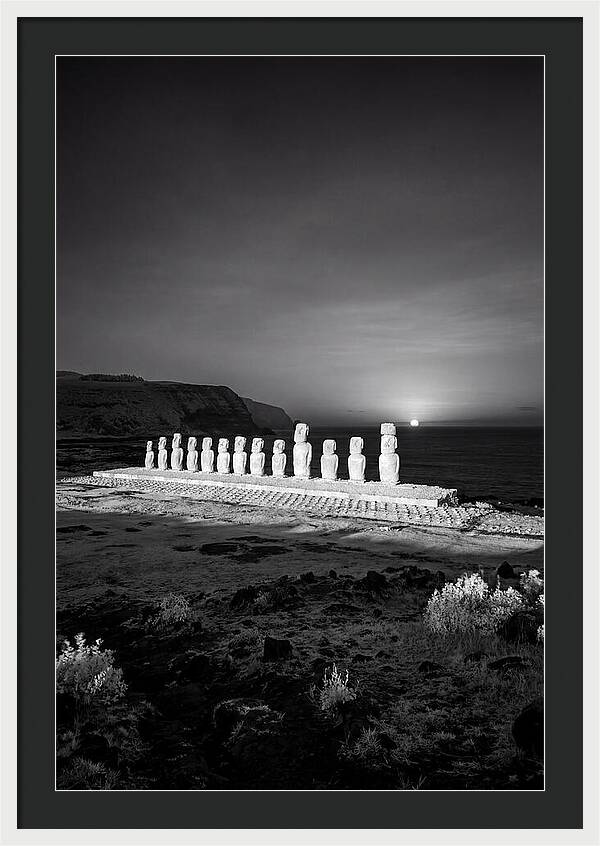 Moai Statues Beneath Sunrise