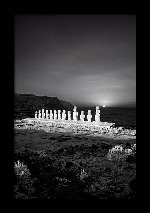 Moai Statues Beneath Sunrise