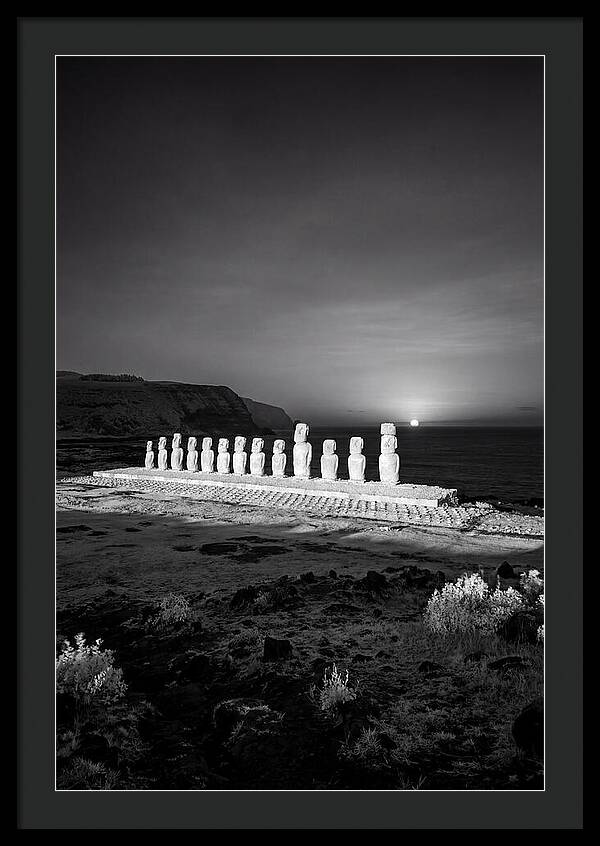 Moai Statues Beneath Sunrise
