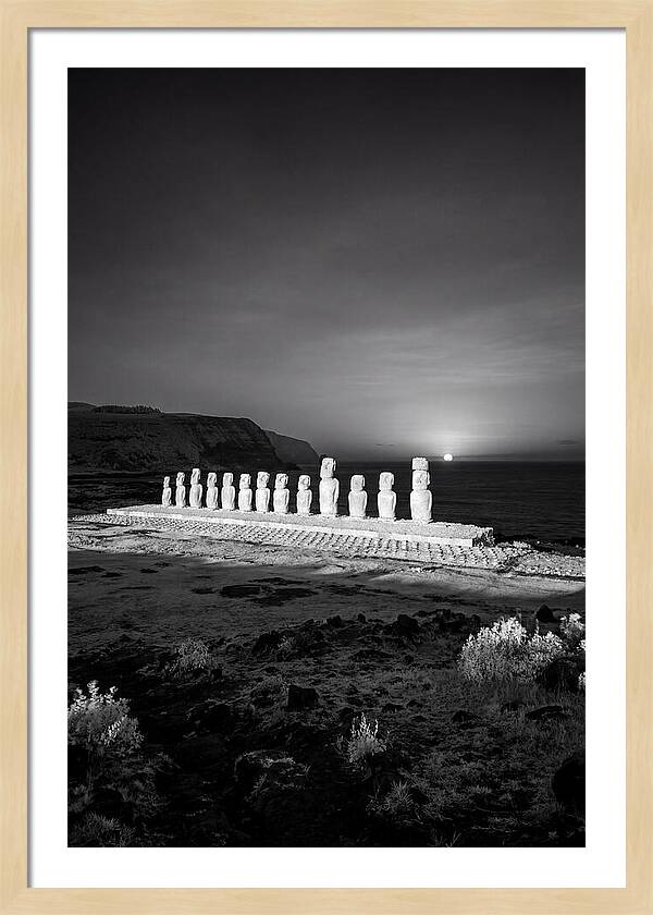Moai Statues Beneath Sunrise
