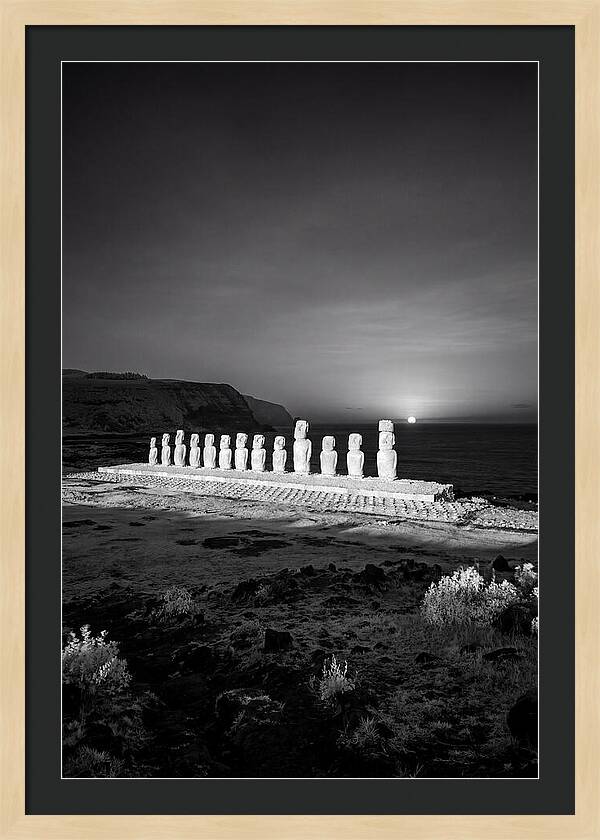 Moai Statues Beneath Sunrise