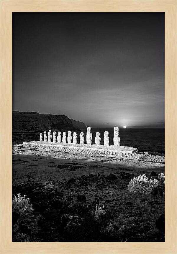 Moai Statues Beneath Sunrise