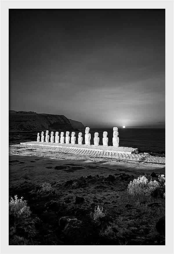 Moai Statues Beneath Sunrise