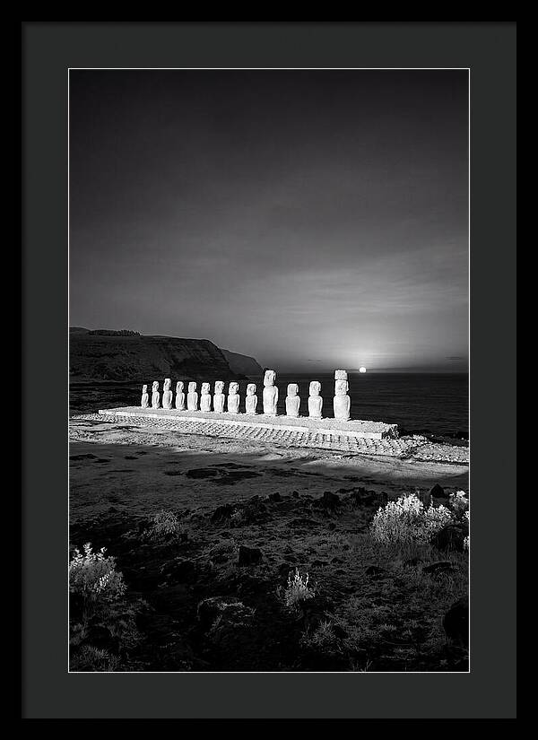 Moai Statues Beneath Sunrise