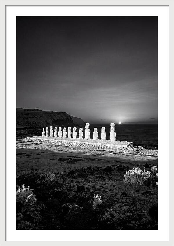 Moai Statues Beneath Sunrise