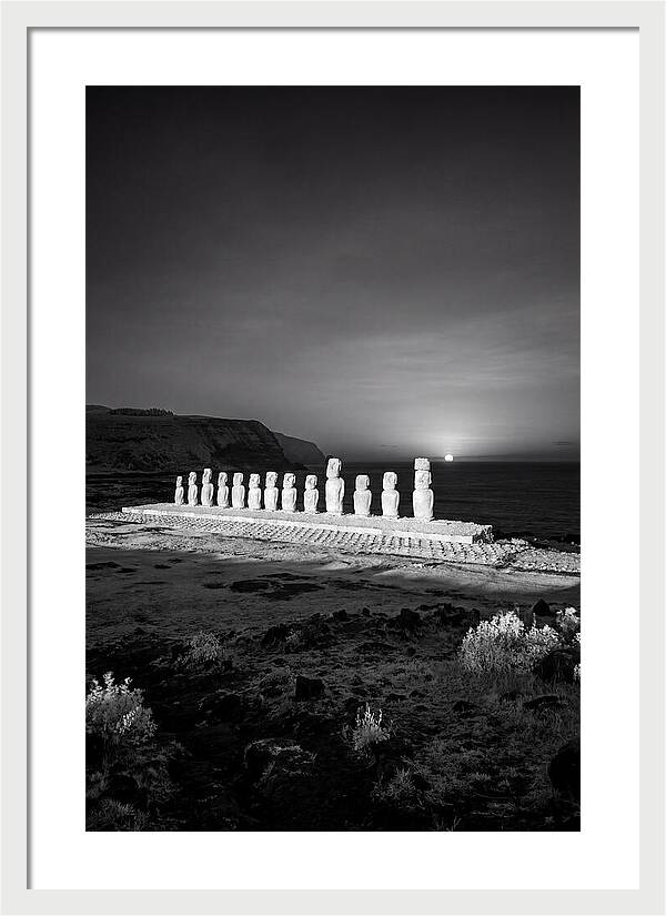 Moai Statues Beneath Sunrise