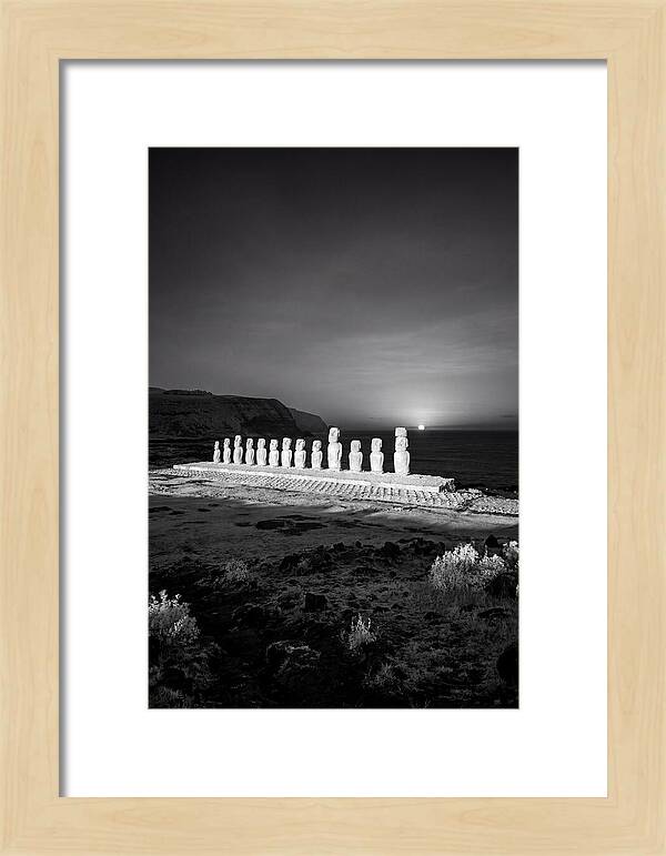 Moai Statues Beneath Sunrise