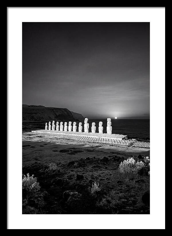 Moai Statues Beneath Sunrise