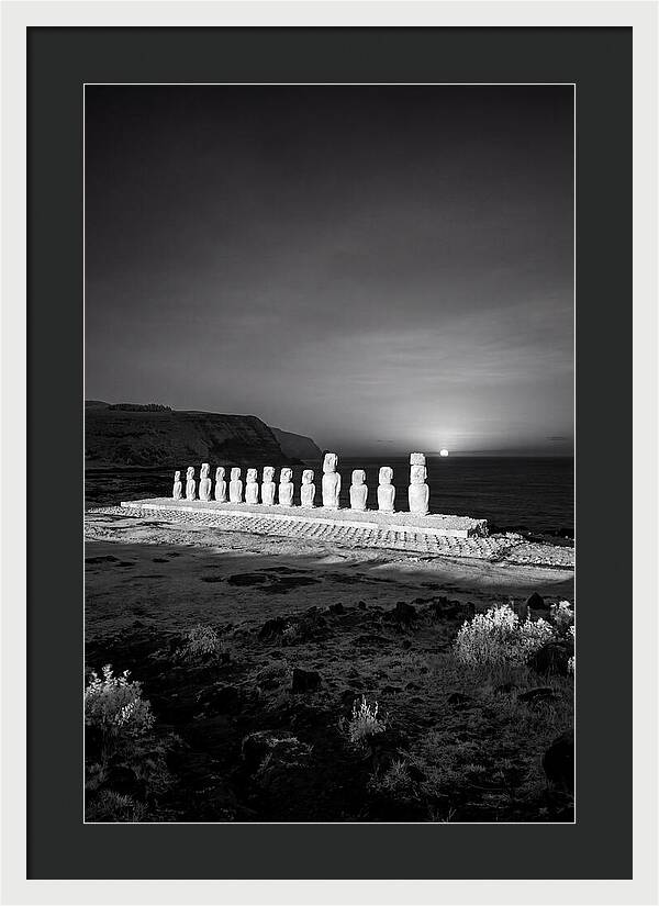 Moai Statues Beneath Sunrise