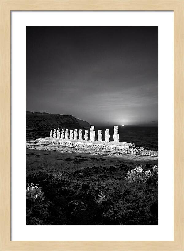 Moai Statues Beneath Sunrise