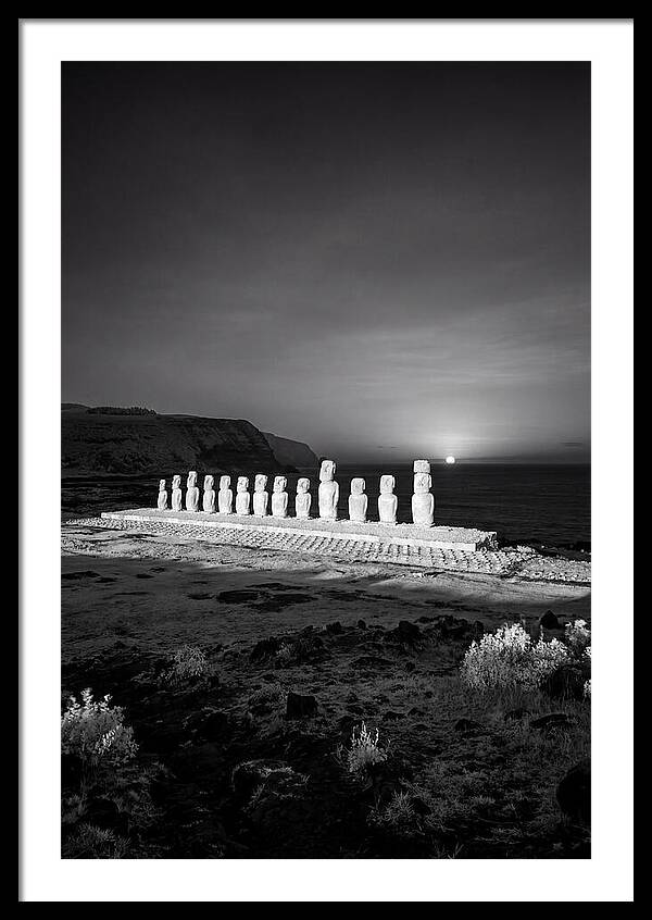 Moai Statues Beneath Sunrise
