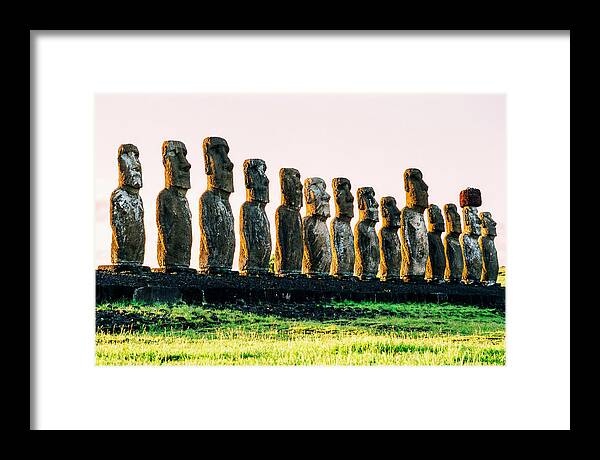 Moai Statues Under Rising Sun