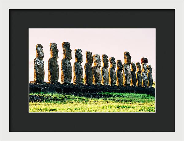 Moai Statues Under Rising Sun