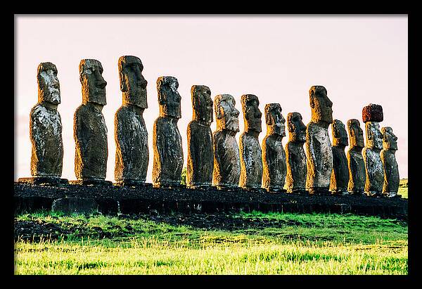 Moai Statues Under Rising Sun