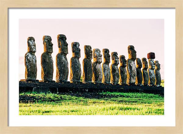 Moai Statues Under Rising Sun