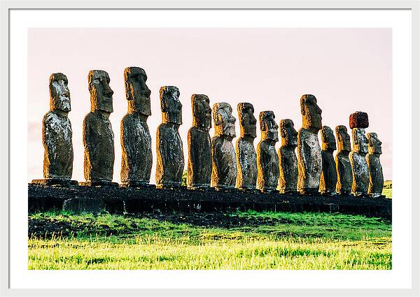 Moai Statues Under Rising Sun