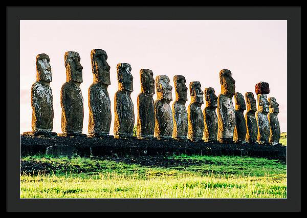 Moai Statues Under Rising Sun