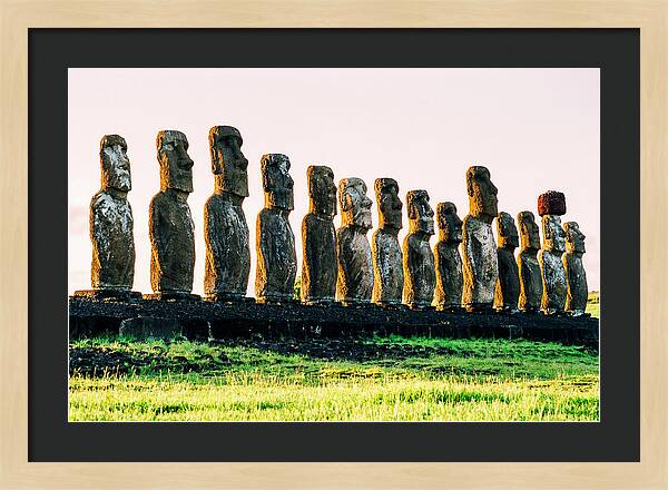 Moai Statues Under Rising Sun