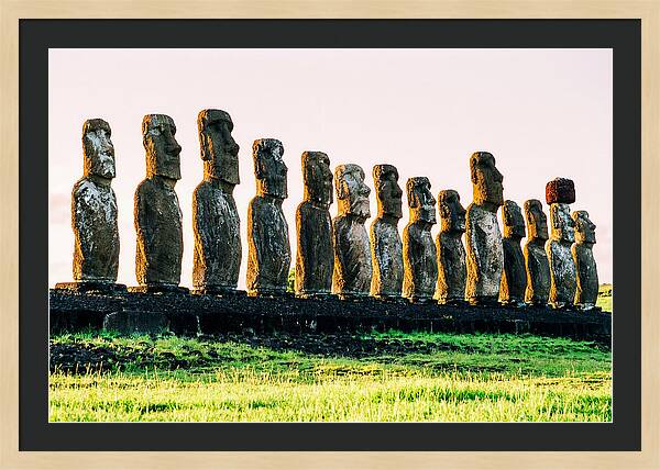 Moai Statues Under Rising Sun