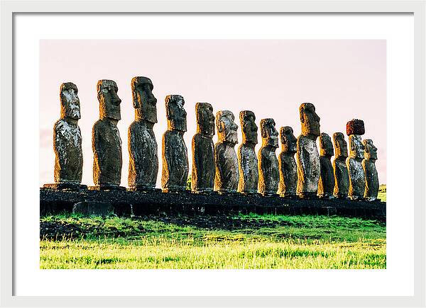 Moai Statues Under Rising Sun