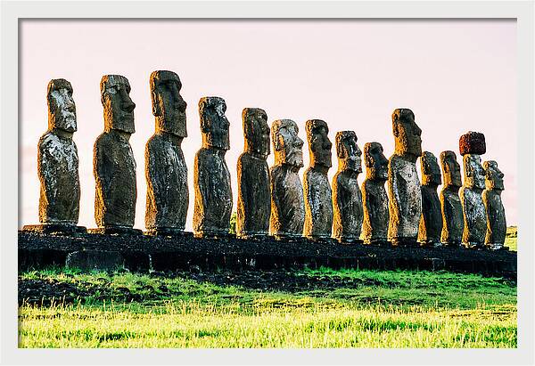 Moai Statues Under Rising Sun