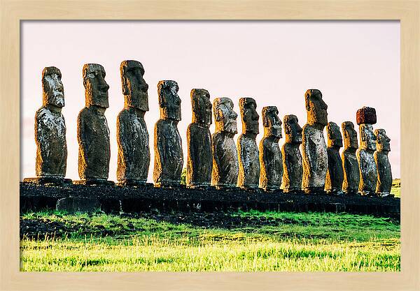 Moai Statues Under Rising Sun