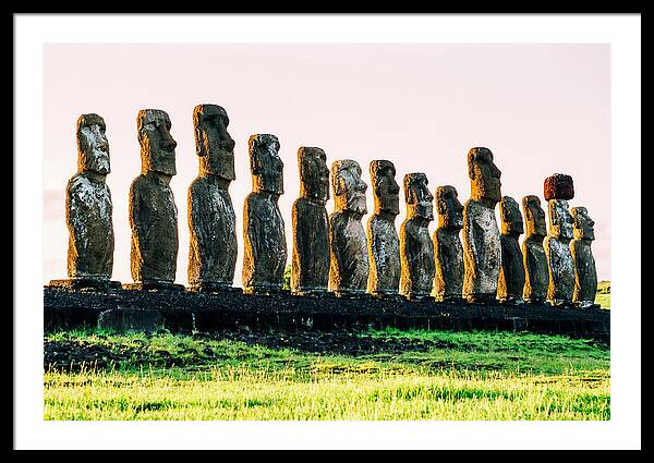 Moai Statues Under Rising Sun