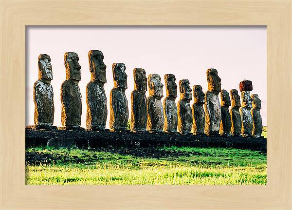 Moai Statues Under Rising Sun