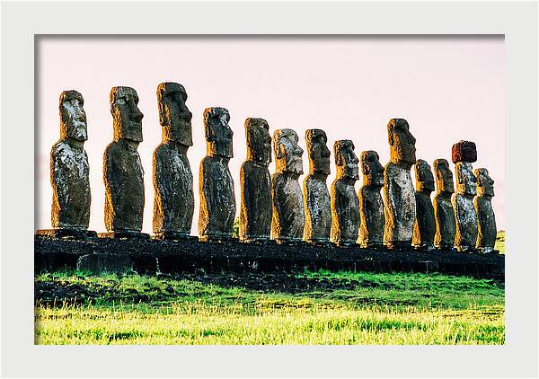 Moai Statues Under Rising Sun