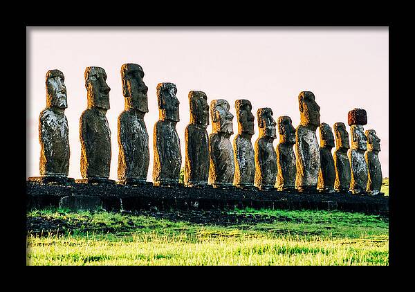 Moai Statues Under Rising Sun