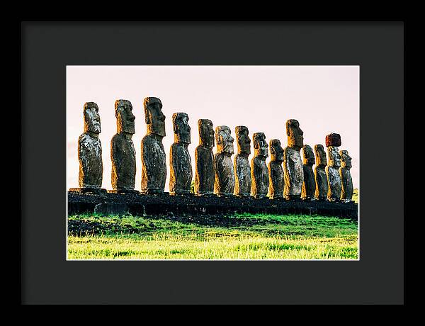 Moai Statues Under Rising Sun