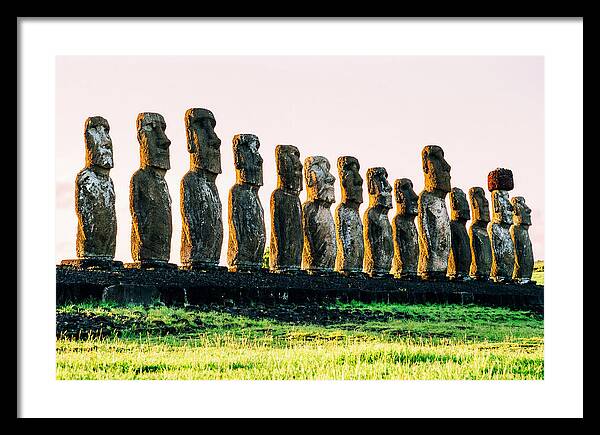 Moai Statues Under Rising Sun