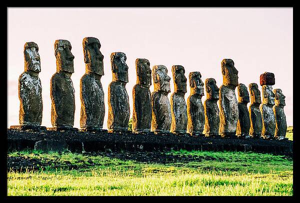 Moai Statues Under Rising Sun