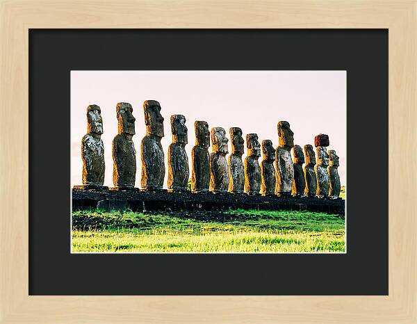 Moai Statues Under Rising Sun