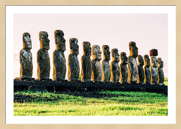 Moai Statues Under Rising Sun