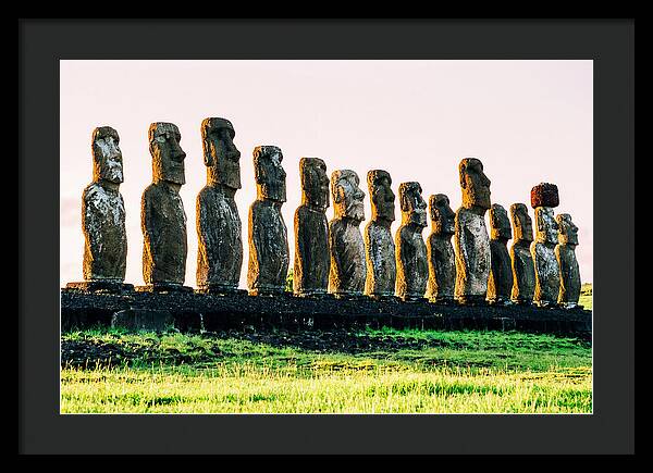 Moai Statues Under Rising Sun