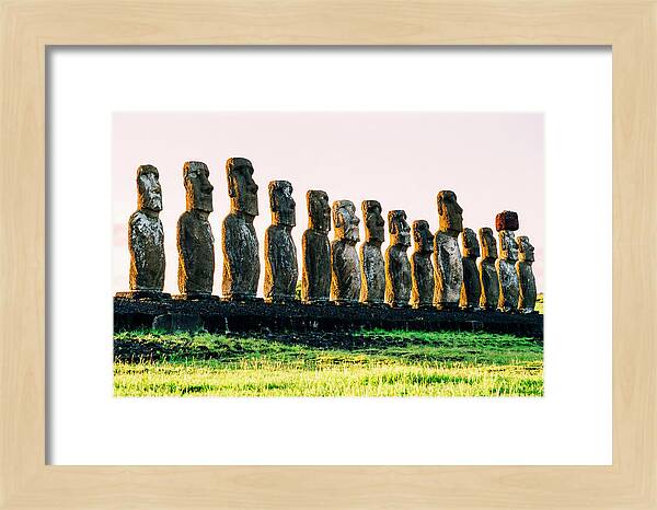 Moai Statues Under Rising Sun
