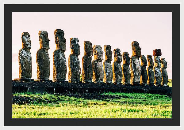 Moai Statues Under Rising Sun