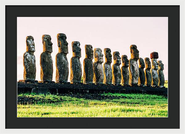 Moai Statues Under Rising Sun
