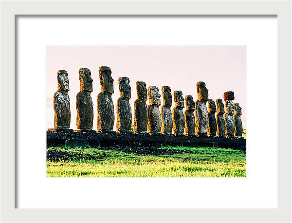 Moai Statues Under Rising Sun
