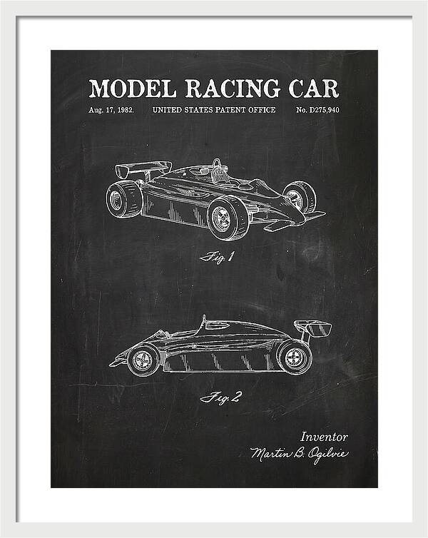 Model Racing Car Chalkboard Patent Usd275940s