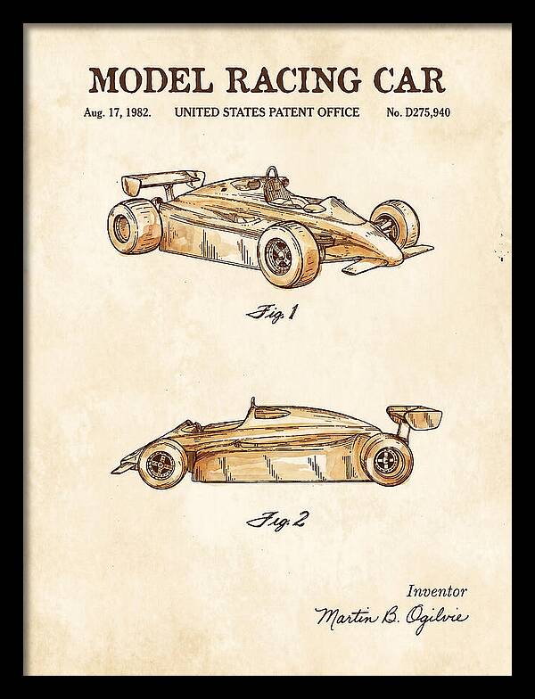 Model Racing Car Watercolor Patent Usd275940s