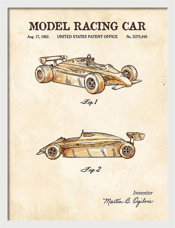 Model Racing Car Watercolor Patent Usd275940s