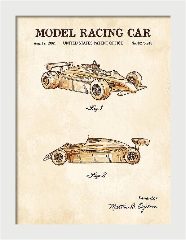 Model Racing Car Watercolor Patent Usd275940s