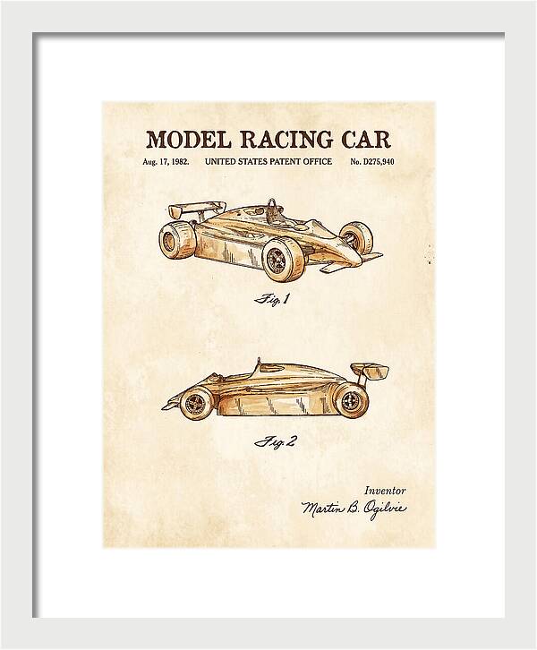 Model Racing Car Watercolor Patent Usd275940s