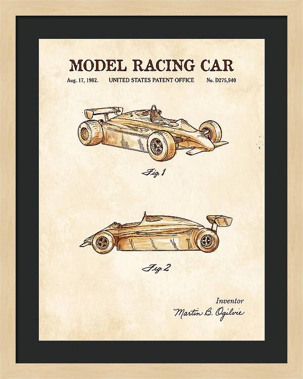 Model Racing Car Watercolor Patent Usd275940s